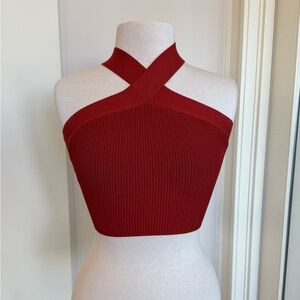Aritzia Babaton Crimson Cross-Neck Crop Top